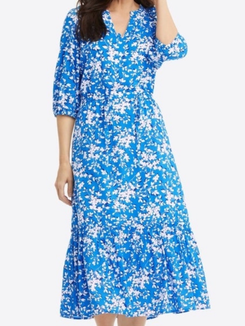 Draper James Martina Popover Dress in a Bluebell Shadow Floral, Size 6, EUC